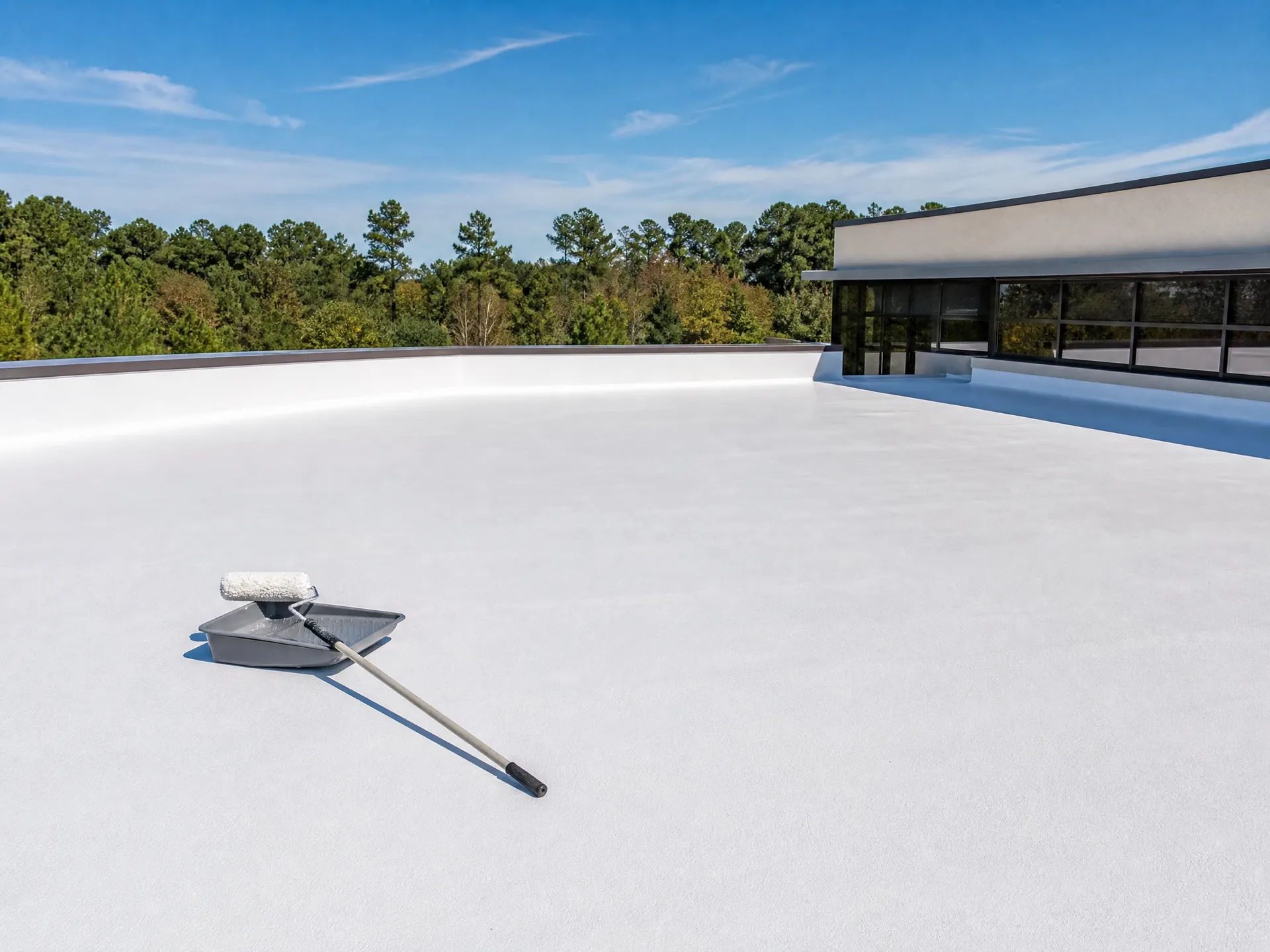 North Carolina commercial roof coating system on a low-slope building roof